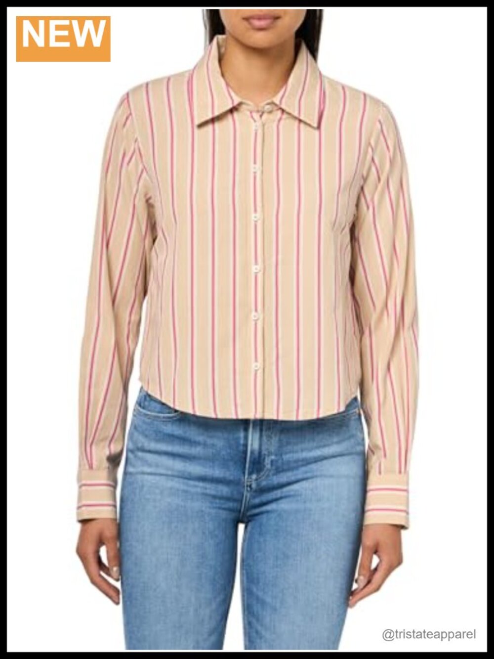 Paige Doreen Long Sleeve Button Down Shirt 100% Cotton Classic Fit Champagne